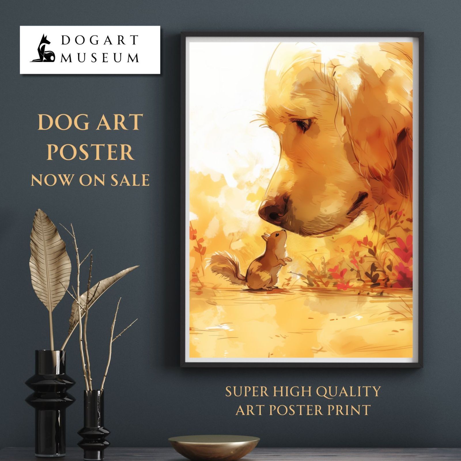 栗鼠犬戯舞 - ゴールデンレトリバー犬の子犬 No.1】リス・紅葉・秋