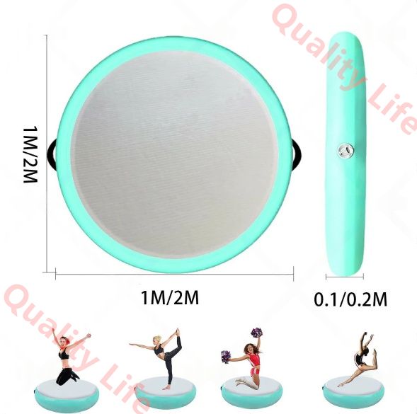 エアトラック体操エアマット タンブリングマット 円形 体操転倒マット インフレータブル体操マット テコンドーマット エア トラックマット 折りたたみ 電動エアポンプ付き 家庭用 学校 テコンドー 水上ヨガ 武道用 ブルー 100 10cm