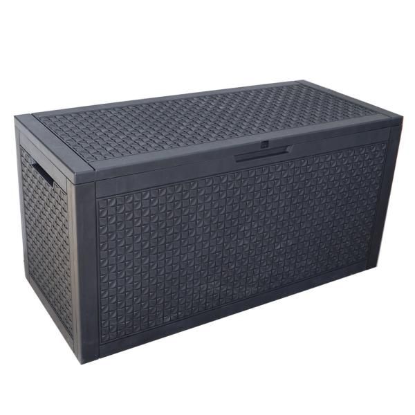 戸外収納庫 収納ボックス 380L 123 54.5 62cm 油圧シリンダー付き ダイヤモンド調 ゴミ箱 小型 屋外 ストッカー 防水 耐侯 収納 頑丈 収納庫 収納ボックス HRDEVELOPMENT_JP