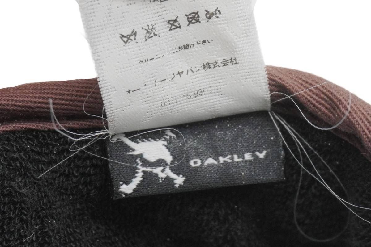 Oakley オークリー サンバイザー ロゴプレート 35460 中国製 コットン ベージュ ブラウン シルバー金具 良品  52022