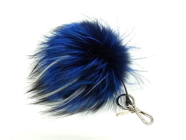 FENDI - ■新品同様■ FENDI フェンディ バッグバグズ モンスター ファー×レザー チャーム キーホルダー ブルー系×ブラック系 FE4872 □新品同様□ FENDI フェンディ バッグバグズ モンスター ファー