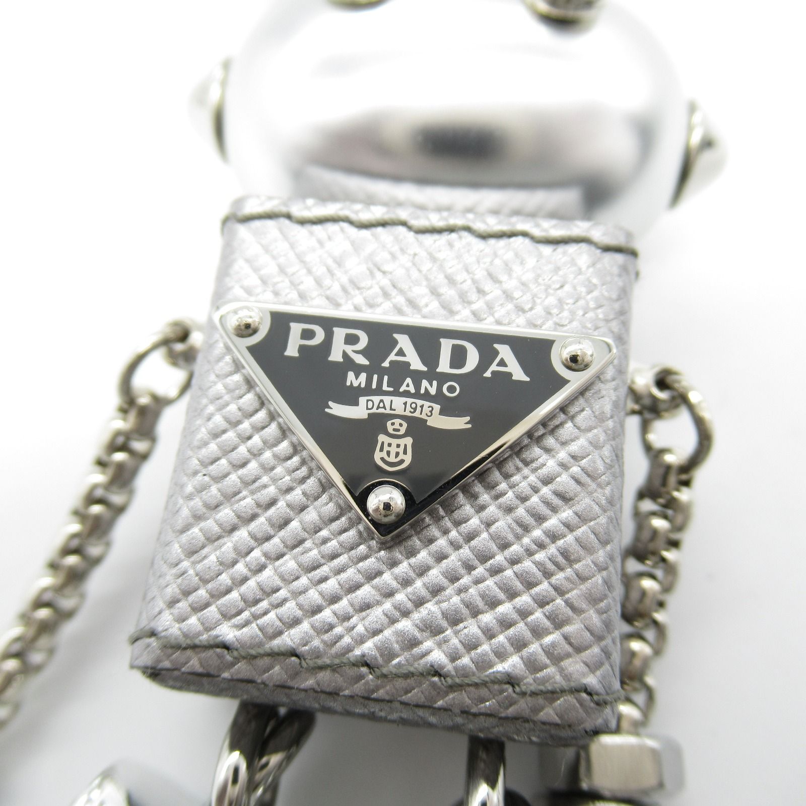 プラダ PRADA チャーム ロボット チャーム シルバー レザー