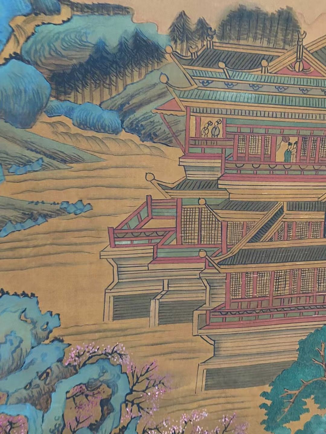 中国古美術・純手描き三尺中堂山水掛軸・水彩画・王原祁印款・書道品・絹本・一物一图 中国古美術.精品三尺中堂画.宋.範寛山水画.手描きの作品.材質