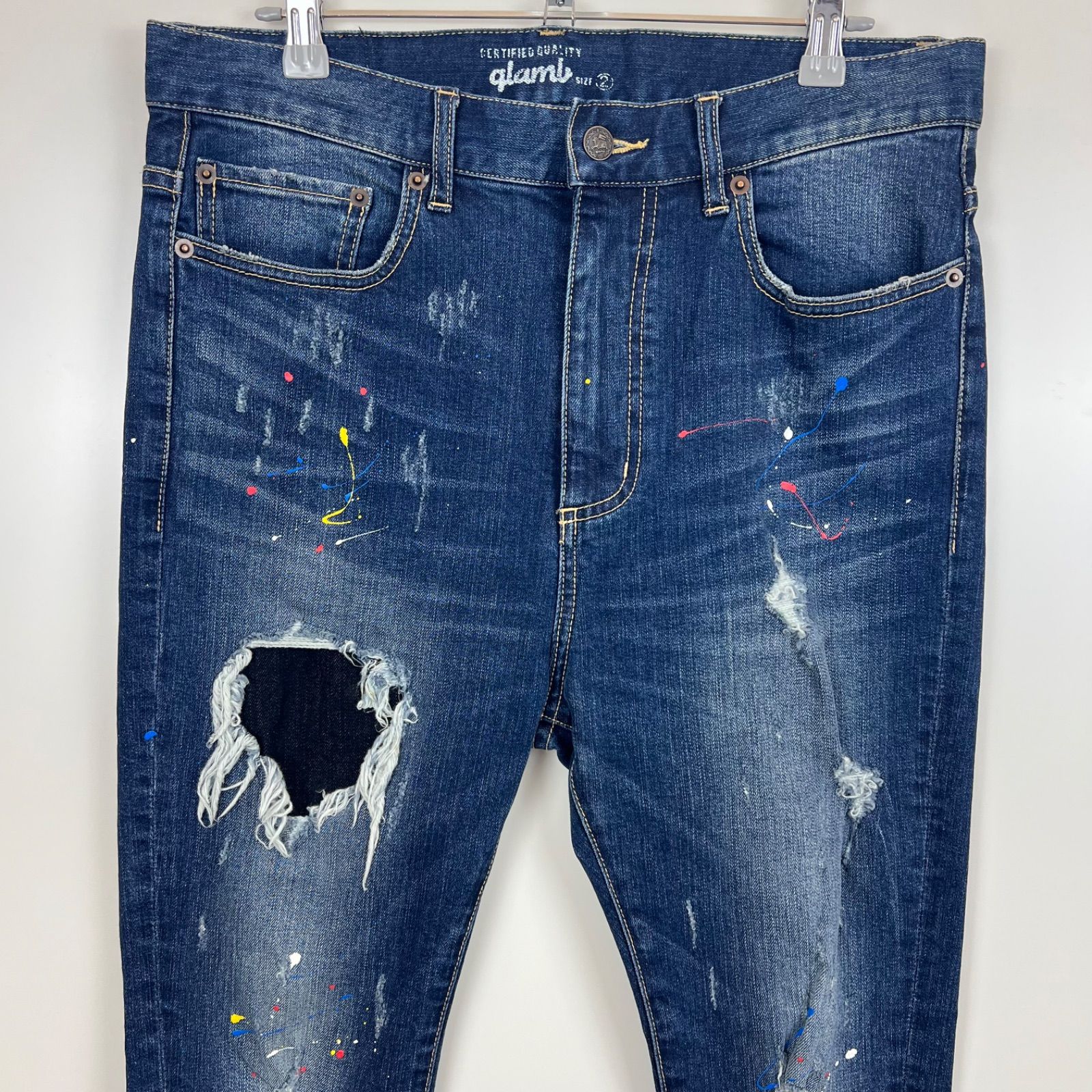 glamb◇ペインターデニム◇ヴィンテージ加工◇L◇グラム glamb グラム