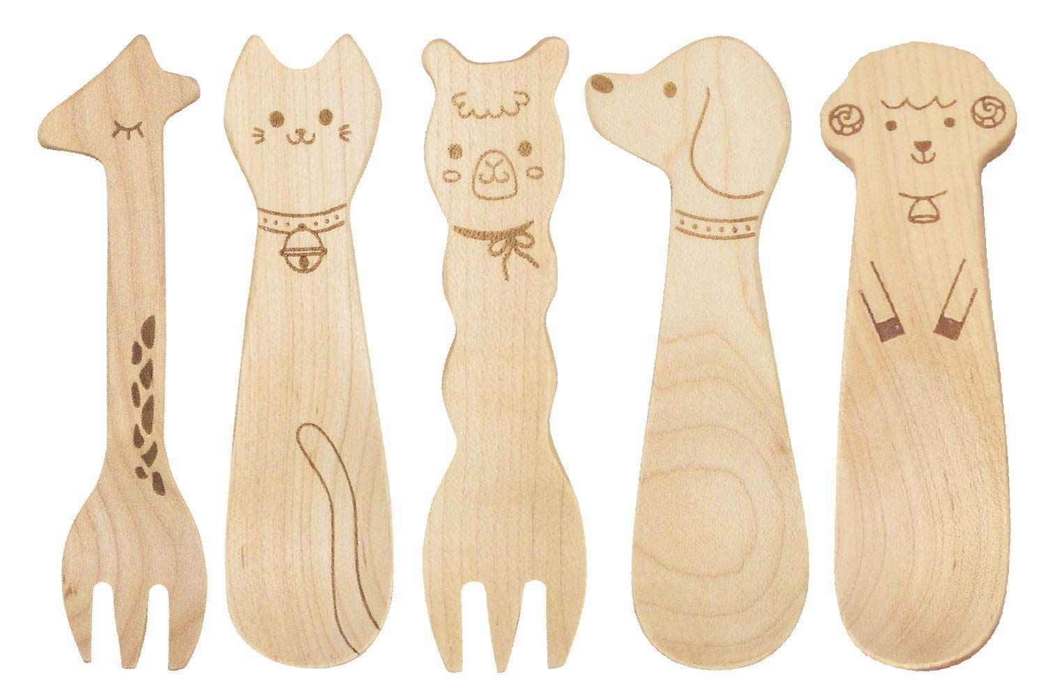 【数量限定】木製スプーン 子ども用 animalアニマル 5点食器セット TOUGEIギフトカトラリーセット