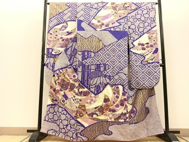 平和屋着物□豪華振袖 絞り 駒刺繍 几帳花文 金彩 正絹 逸品 BAAL2472hv - メルカリ