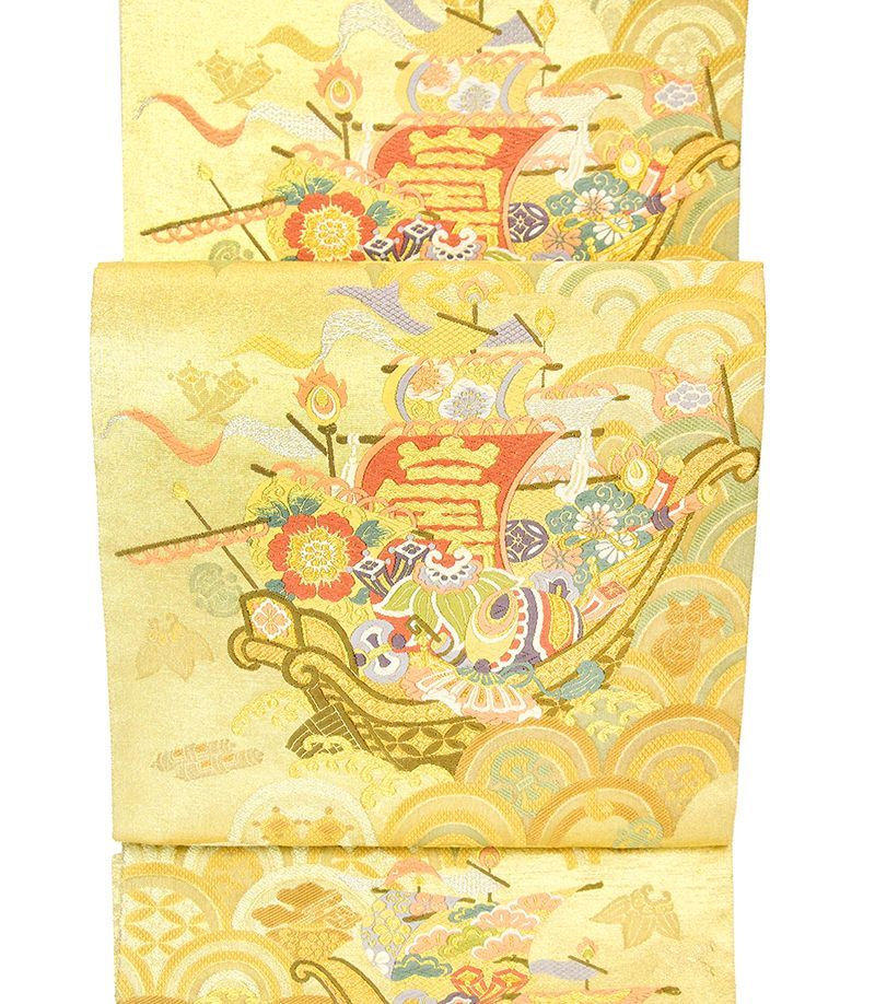 記念感謝祭 仕立無料 工芸美術錦織特撰礼装袋帯 西陣名門とみや織物謹製 慶長波宝船文 10012406