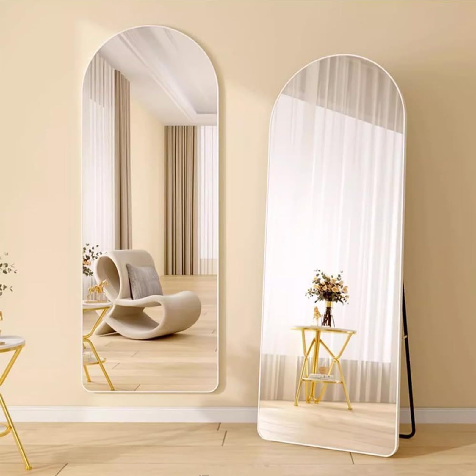 Jumei 姿見鏡 壁掛け鏡 全身鏡 スタンドミラーア 壁掛け ウォールミラー 全身ミラー 飛散防止 おしゃれ 軽量 立てかけ 洗面所 化粧 浴室 お風呂 玄関 ホワイト