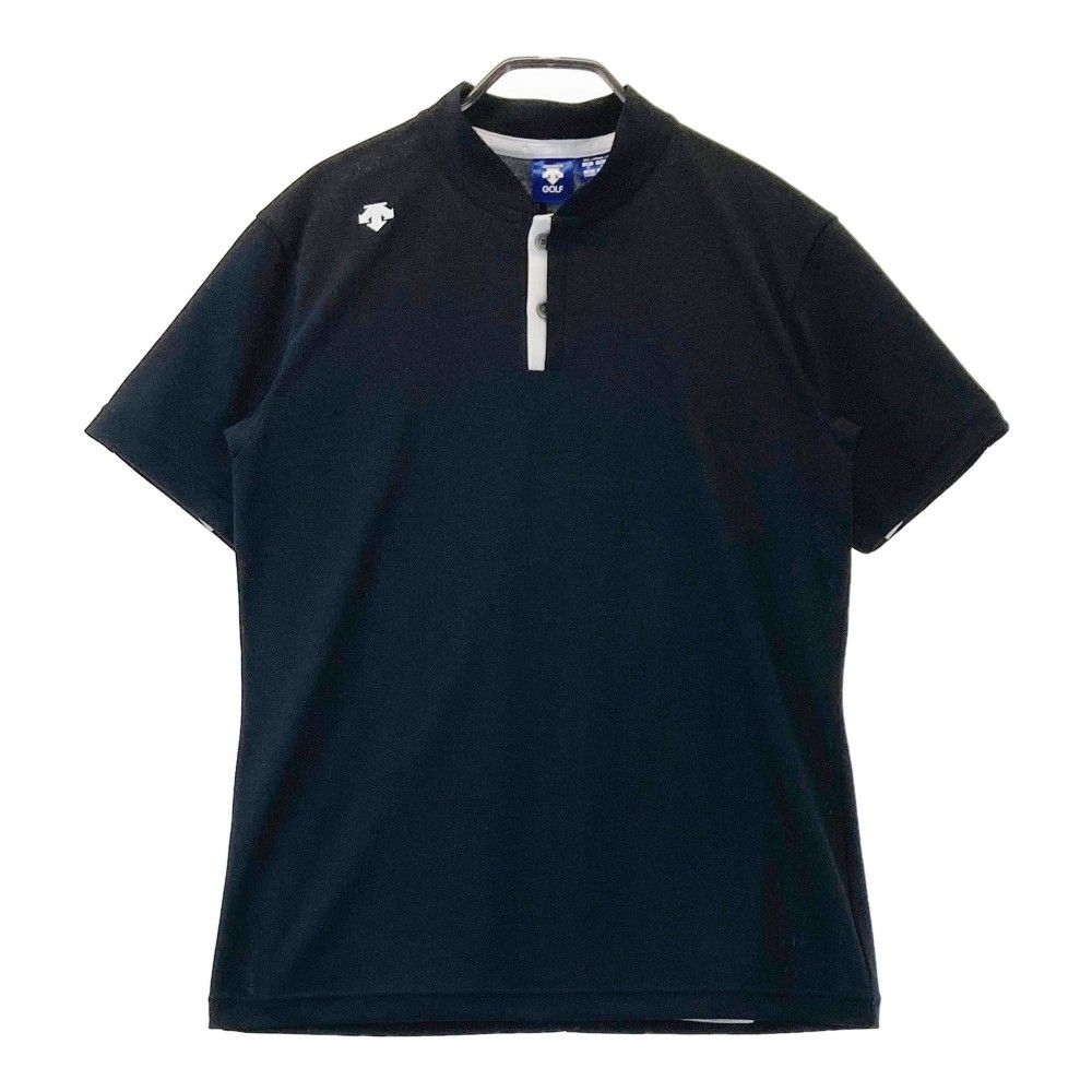 サイズ：M DESCENTE GOLF デサントゴルフ  ボタン付き 半袖Tシャツ  ブラック系 [240101443492] ゴルフウェア メンズ ストスト サイズ：M DESCENTE GOLF デサントゴルフ ボタン付き 半袖T