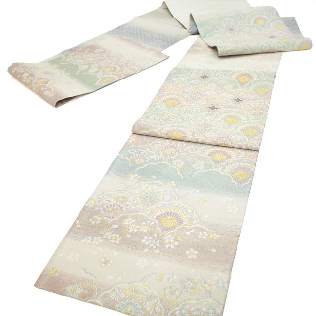 中古】 袋帯 フォーマル 桂由美 京都 西陣 正絹 螺鈿箔 金糸 銀糸