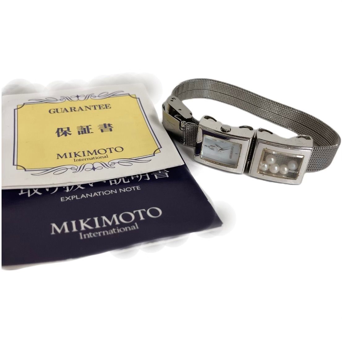 稼働品　MIKIMOTO ミキモト　2Pパール　純正ベルト　ブラウン　腕時計 9240114420016.jpg