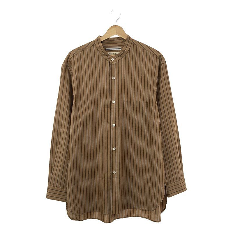 Cristaseya / クリスタセヤ | MAO COLLAR SHIRT ストライプ マオカラーシャツ | L | ブラウン | メンズ -  メルカリ