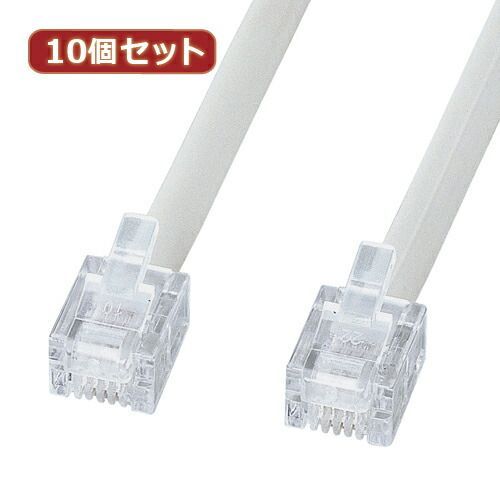 10個セット サンワサプライ エコロジー電話ケーブル ノーマル TEL-EN-5N2 TEL-EN-5N2X10