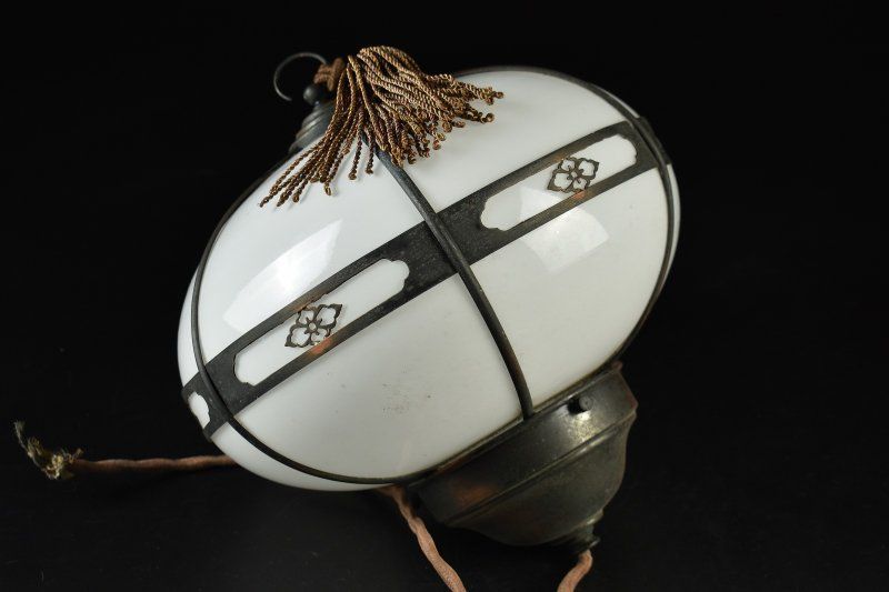 蔵A5507a レトロ 電笠 雪洞 銅飾 和照明 古民家外し品 UBS-PPNI_AC_ID