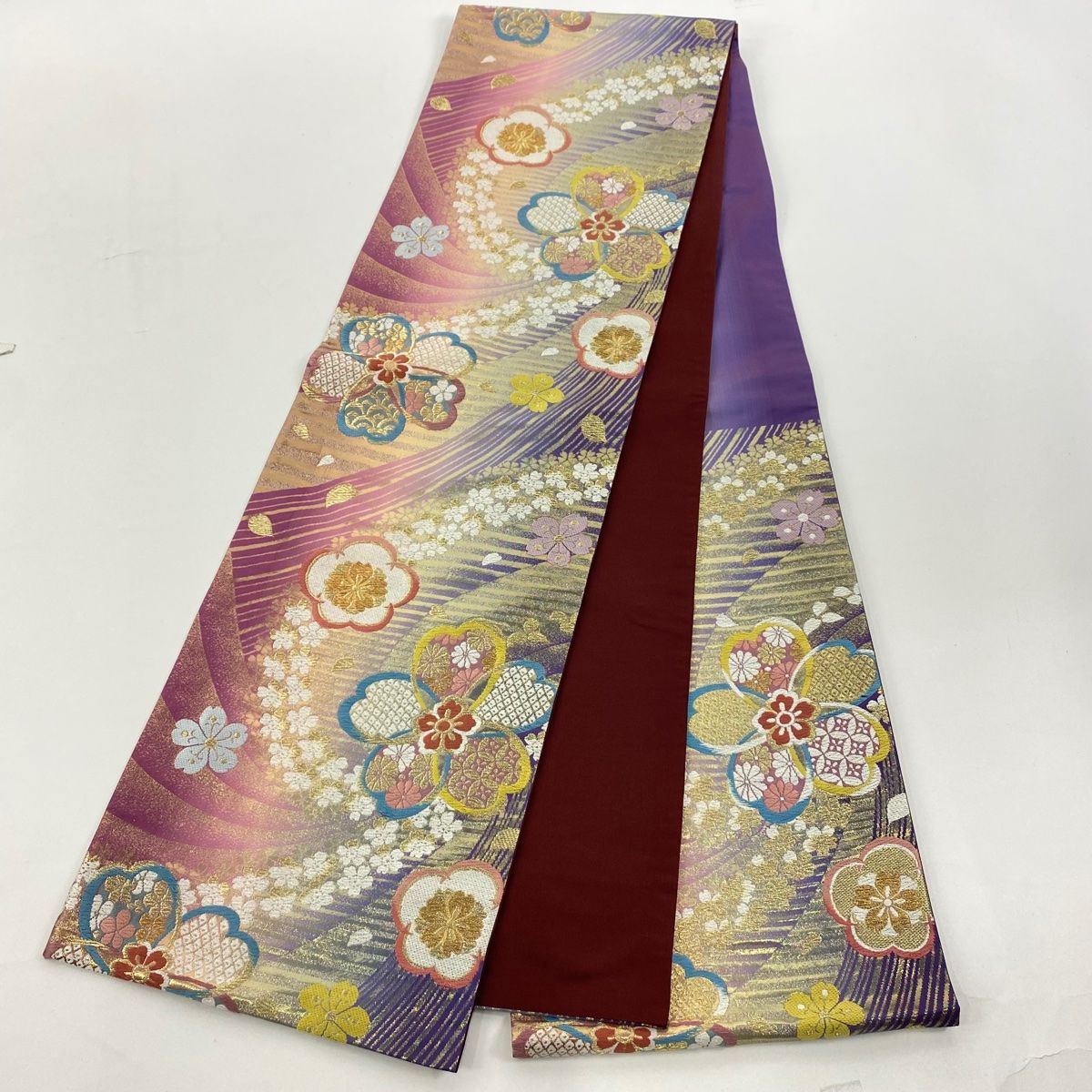 振袖 身丈160.5cm 裄丈64.5cm M 袷 袋帯フルセット 蝶 花丸文