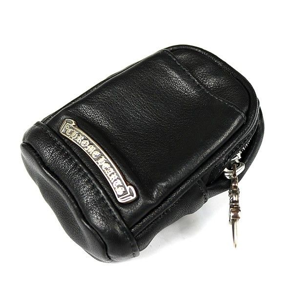 クロムハーツ　ブラックレザー フラットポーチ CHROME HEARTS クロムハーツ フラットポーチ クラッチバッグ 黒