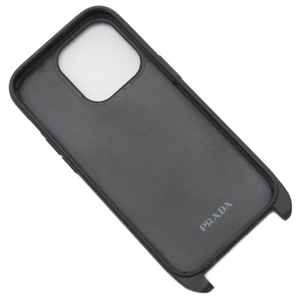 プラダ PRADA 携帯 スマホ サフィアーノ トライアングル iPhoneカバー サフィアーノレザー ポリアミド ブラック シルバー金具 黒 三角ロゴ iPhone14 pro
