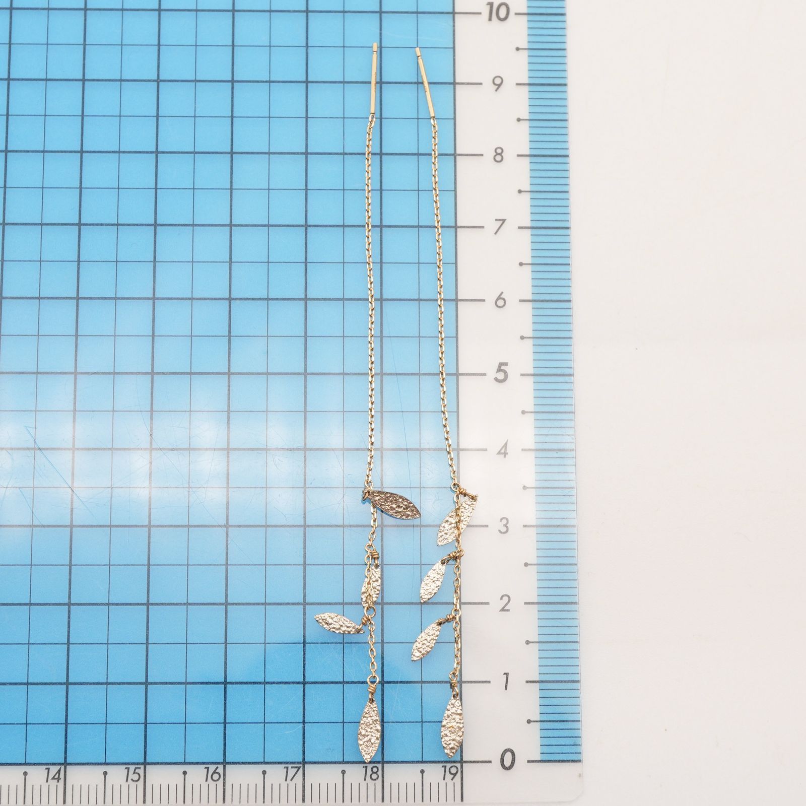 【美品】agete K10 SV リーフ アメリカンピアス 完売品 アガット アメリカンピアス リーフ K10×SV ロング /24-4963S