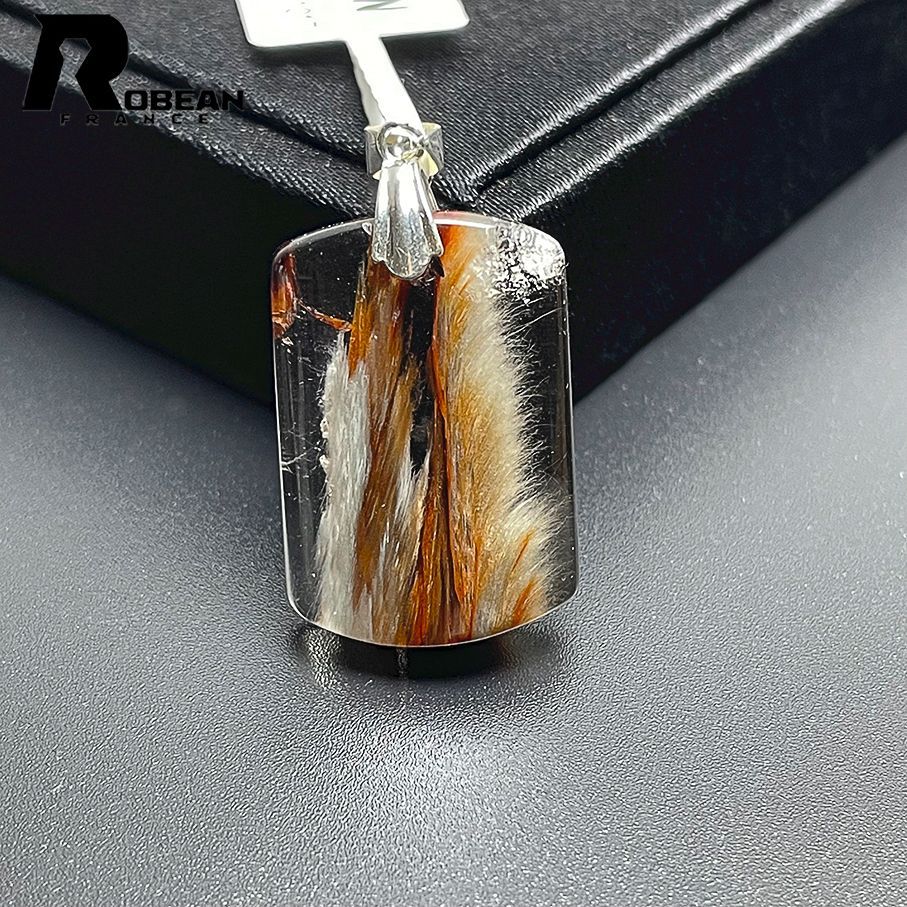 在庫切れ 上級 EU製 定価6万円ROBEAN・タイチンルチルペンダント黄金針水晶 ゴールド アクセサリー 九星開運天然石 プレゼント 25.9*17.8*6.3mm C6201017