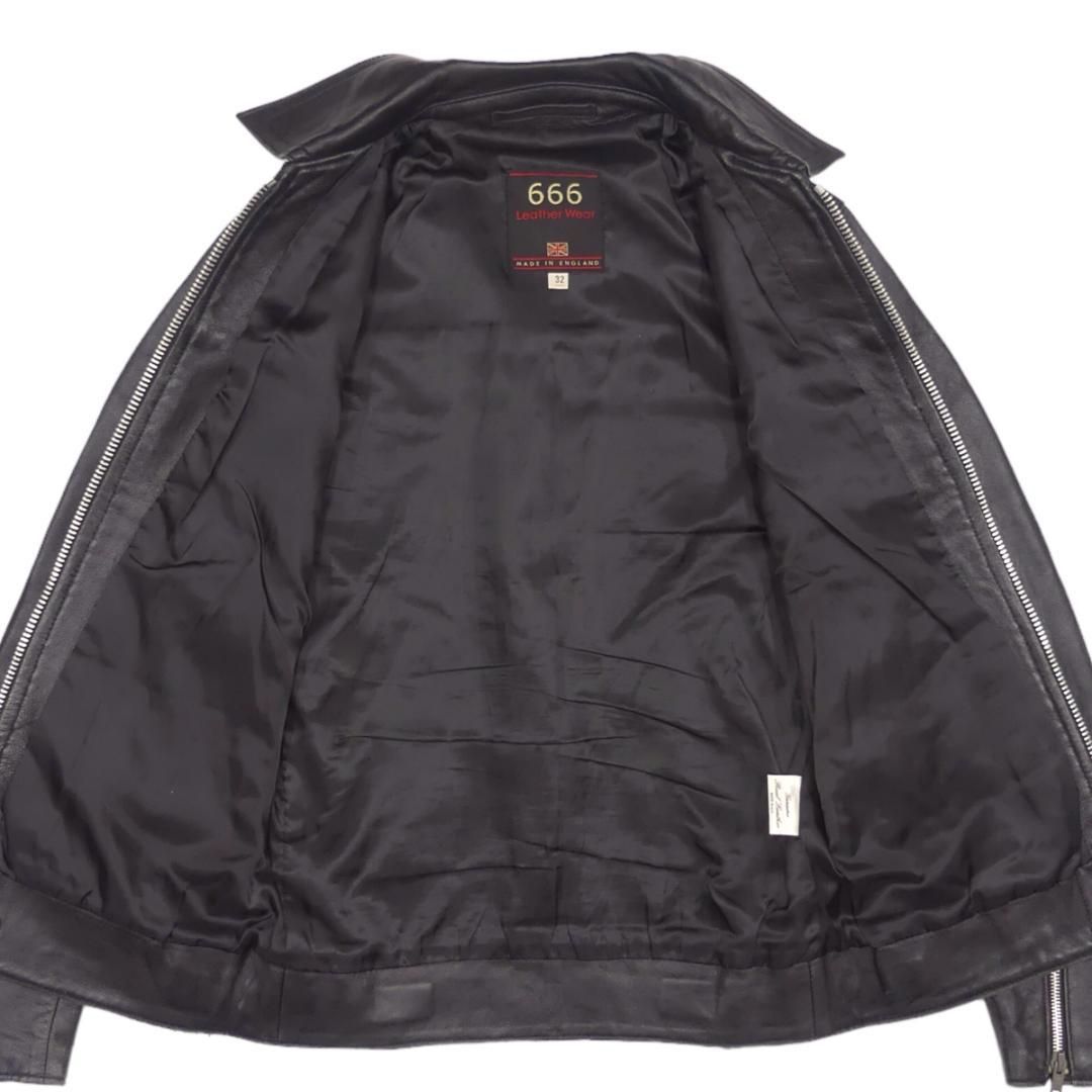 黒 レザー ライダースジャケット 666 666 ライダース ジャケット 本革 シングル レザー 32 黒 HH9555