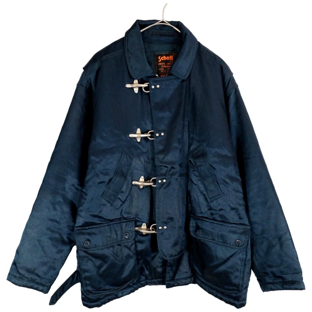 Schott ショットファイヤーマンジャケット Type：985-31  防寒  刺繍 ネイビー (メンズ S) 中古 古着 O2233 Schott ショットファイヤーマンジャケット Type：985-31 防寒 刺繍