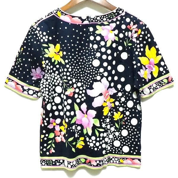 sxc レオナール LEONARD カットソー L 紺 マルチ 半袖 花柄 レディース