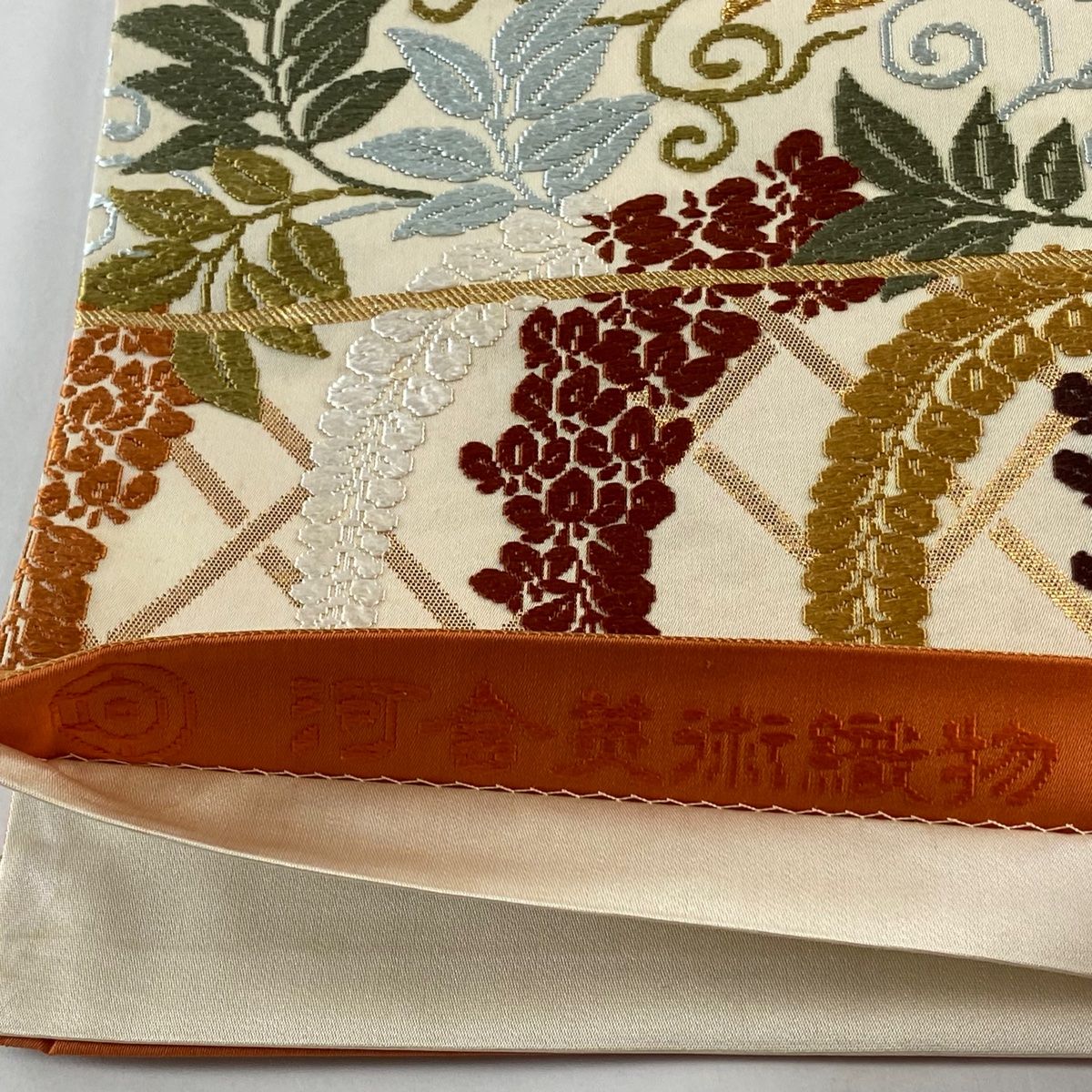 専用帯440 ●河合美術織物謹製 高級 正絹 六通 袋帯 帯2525 ○河合美術織物謹製 高級 正絹 唐織 夏帯 六通 袋帯