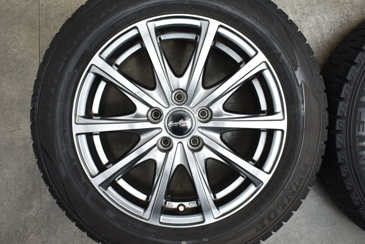 【バリ溝】ユーロスピード 15in 6J +45 PCD100 ダンロップ ウインターマックス2 WM02 175/65R15 ラクティス 10系 シエンタ トレジア