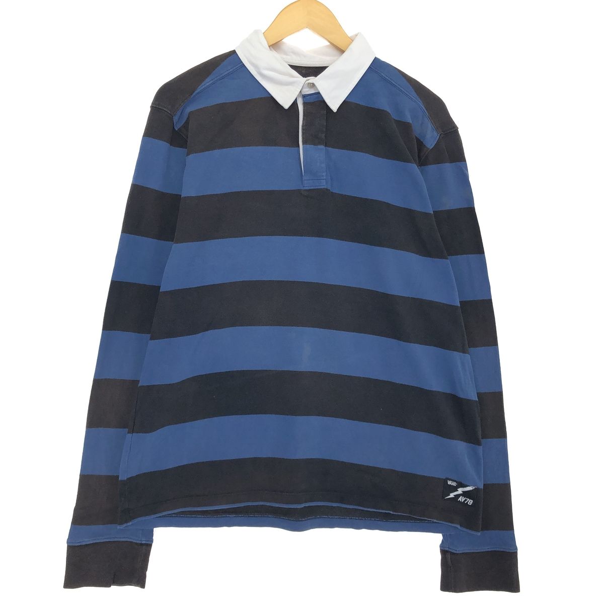 古着 バンズ VANS ボーダー柄 長袖 ラガーシャツ メンズL相当/eaa481716
