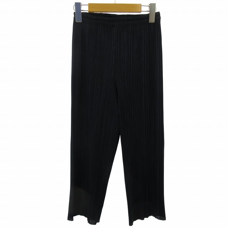 プリーツプリーズ PLEATS PLEASE イッセイミヤケ プリーツスラックス イージーパンツ 紺 ネイビー 2 約M PP04 JF609 0328