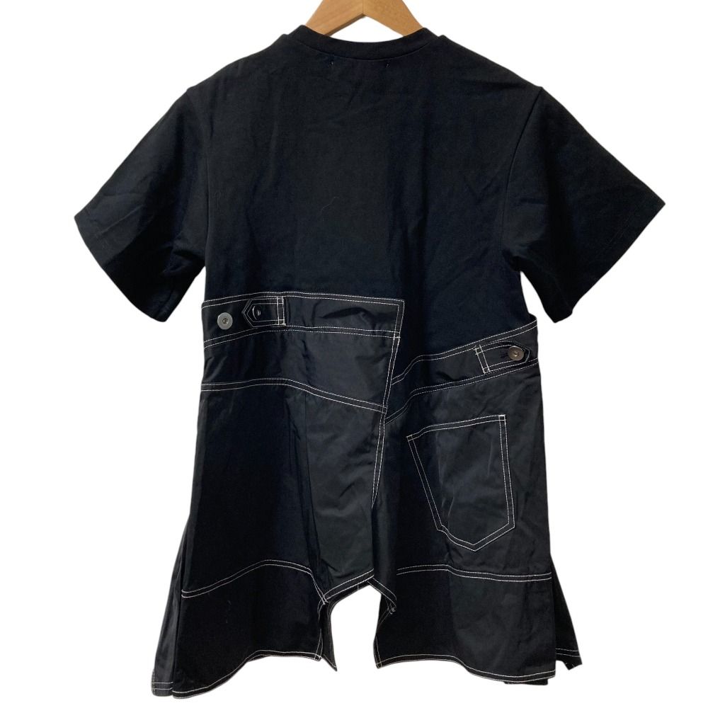  UN 3 D アンスリード デニムディテールドッキング 半袖 Tシャツ サイズ38 ブラック レディース 古着 半袖(Tシャツ) Tシャツ カットソー