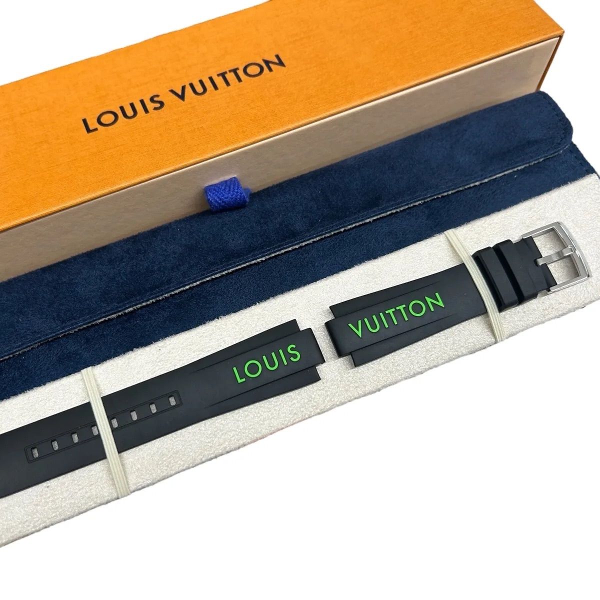 Louis Vuitton ラバーベルト ブラック/グリーン Louis Vuitton 時計バンド グリーン Louis Vuitton ラバーベルト