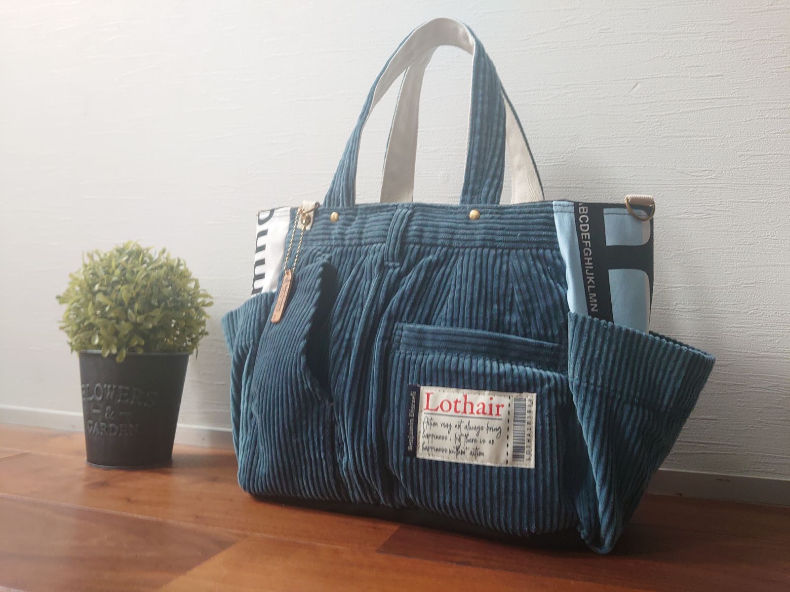 No.368【Blue corduroy✖️英字 ToteBAG❤️】コーデュロイパンツ 