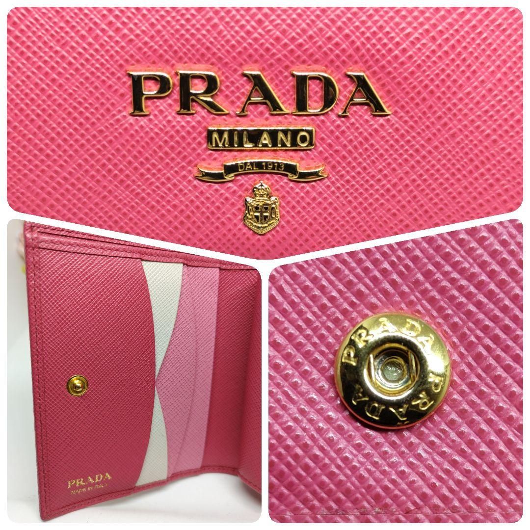 ✨美品 PRADAサフィアーノバイカラー二つ折財布(PEONIA+BEGON)-