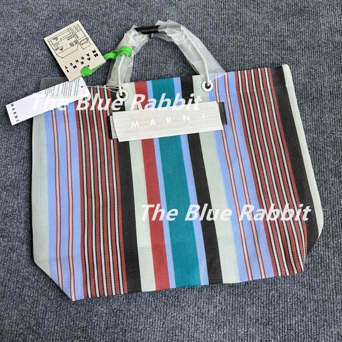 【新品未使用】MARNI MARKET STRIPE BAG マルニマーケットフラワーカフェ ストライプ トートバッグ マルチカラー