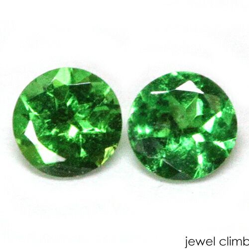 鮮やかなグリーン光彩が美しいグリーン ガーネット 宝石 ルース ≪ペアストーン≫０．３８ＣＴ