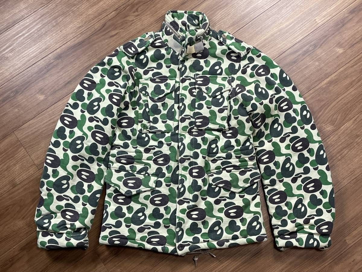 38 A BATHING APE アベイシングエイプ milo camo マイロカモ 猿迷彩 M-65 スウェット 中綿 ジャケット サイズXS -  メルカリ