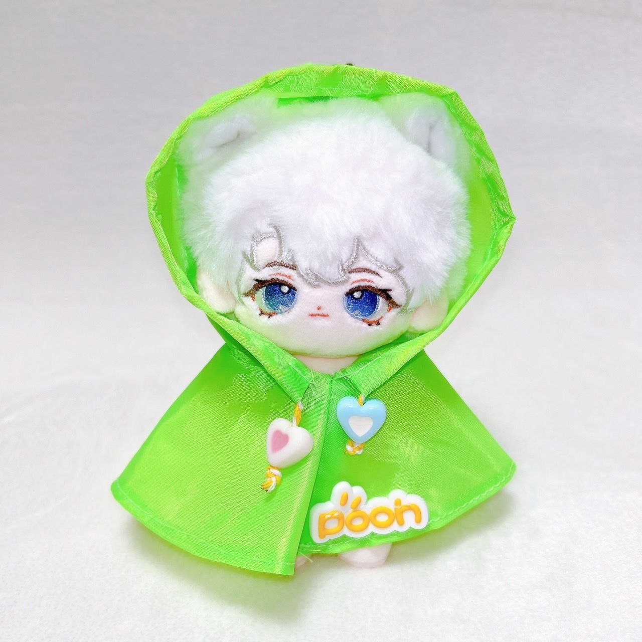 【生産終了】 ぬいぐるみ 洋服10cm てるてる坊主 カッパ レインコート 水色 10cm】 ぬい服 かわいい てるてる坊主 ポンチョ グリーン 緑色