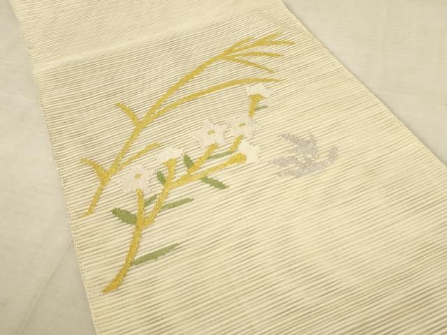 平和屋着物＊夏物 絽綴れ 八寸名古屋帯 枝葉文 金糸 正絹 逸品 DAAX8662cm