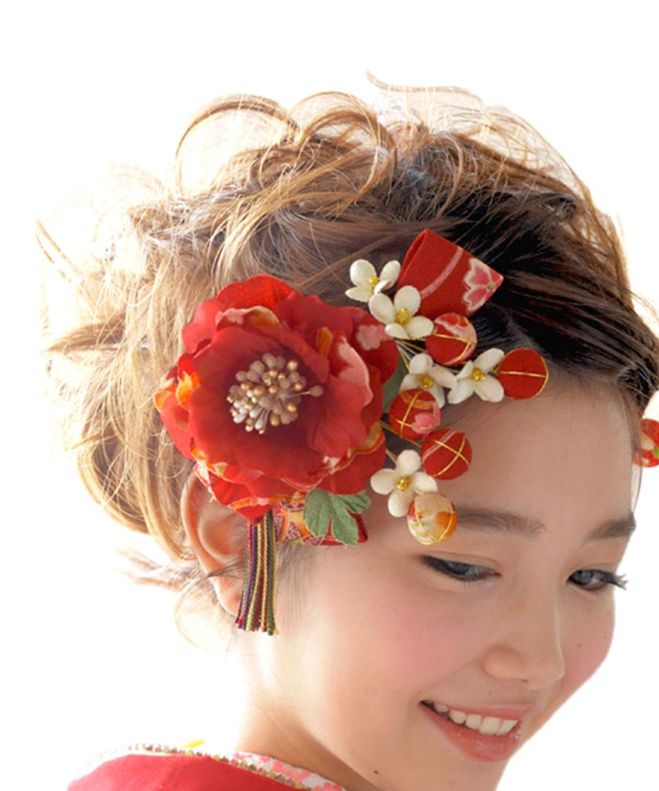 [SOUBIEN] (ソウビエン) 髪飾り 成人式 卒業式 花 和柄 組紐 振袖 袴 着物 和装 3点セット