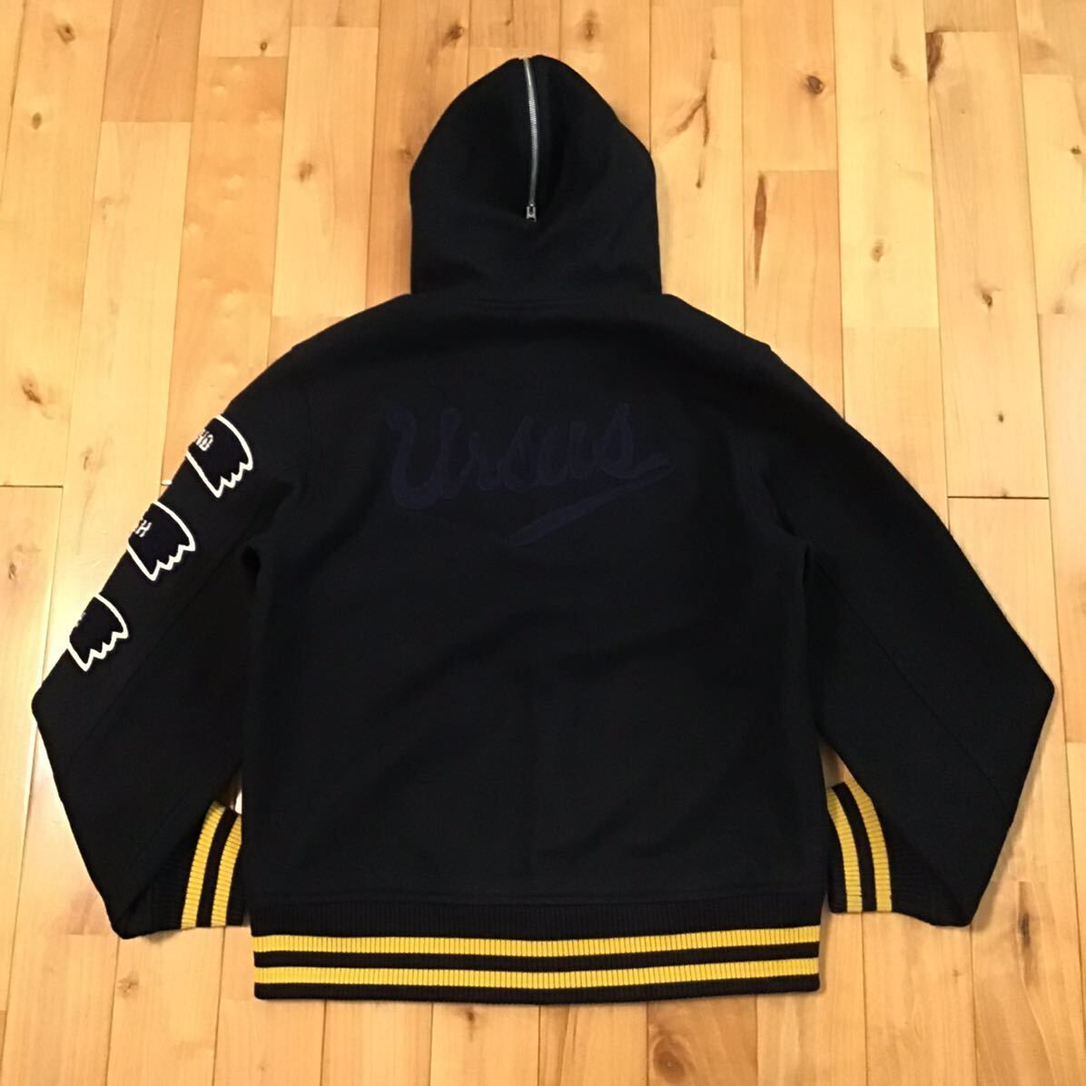 A BATHING APE URSUS BAPE スタジャン URSUS BAPE メルトン スタジャン Mサイズ ネイビー a bathing