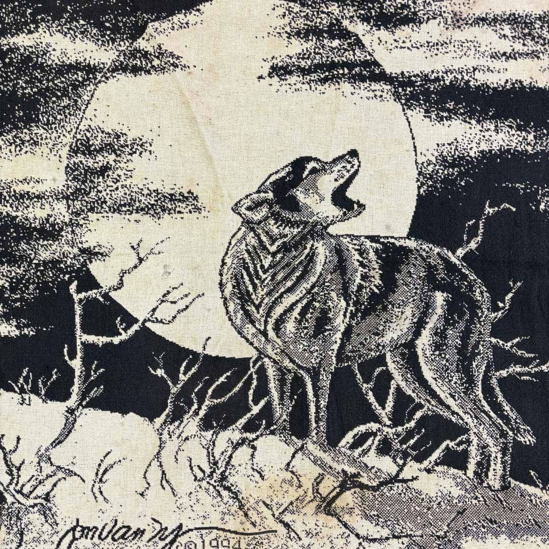 vintageラグ ショップ カーペット 90s オオカミ 月 アニマル 1805