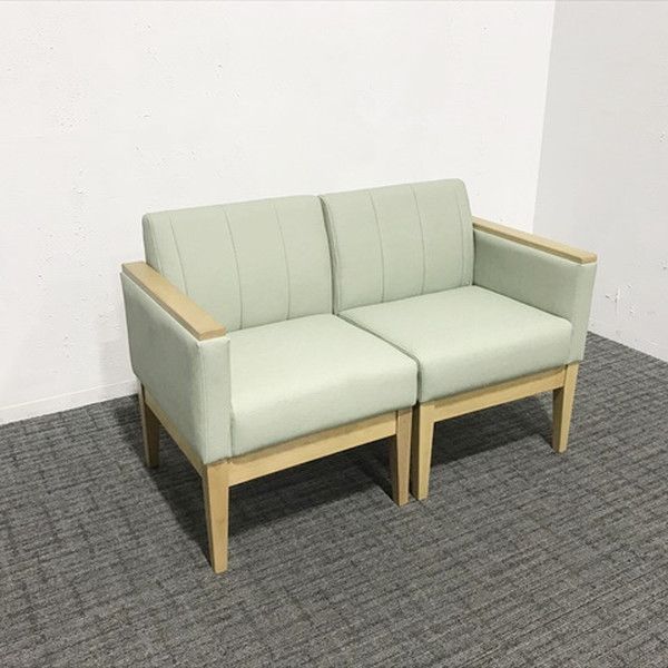 ロビーチェア 2点セット アスプルンド 木脚ソファ Y295 グリーン