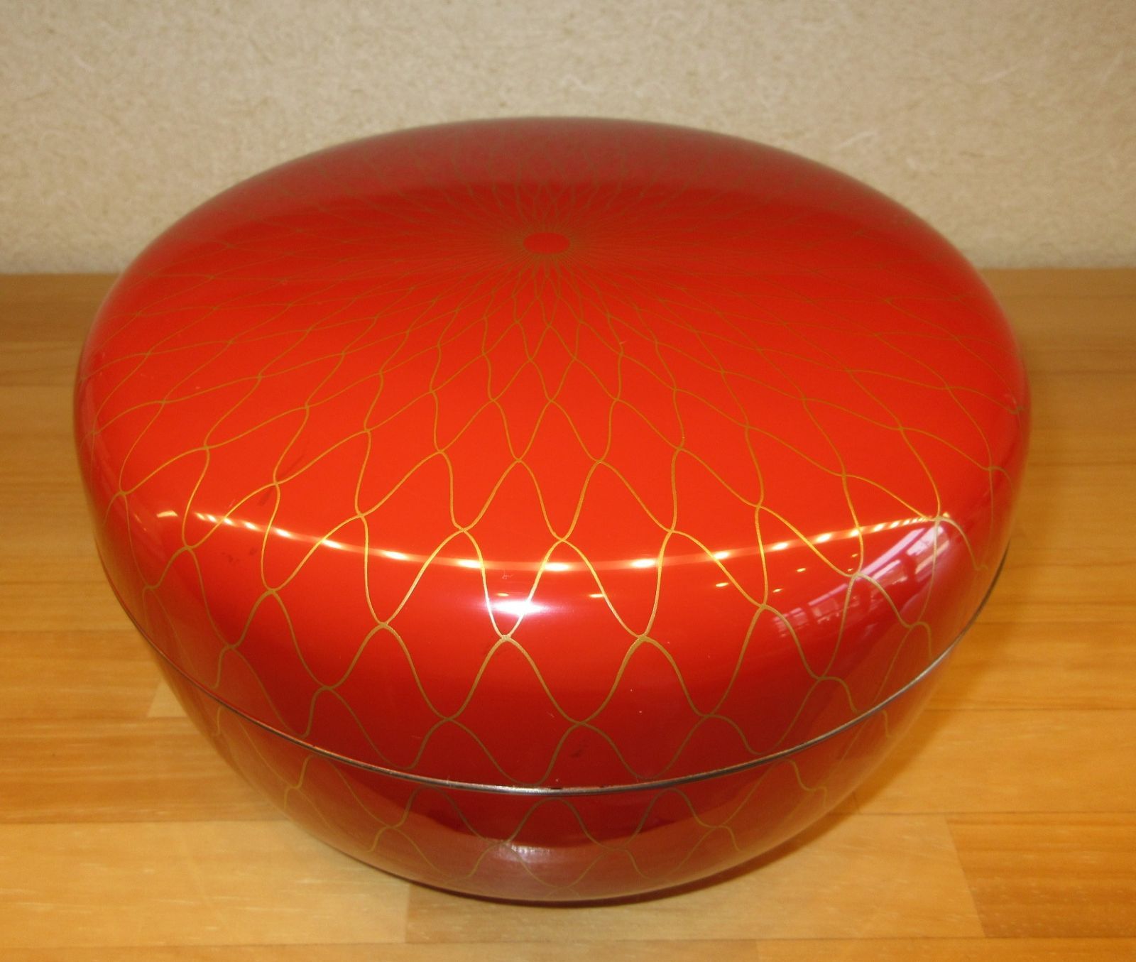 逢絢亭 茶道具 喰籠 加賀塗 朱塗 網蒔絵 内銀地 坂田松寛 共箱入り