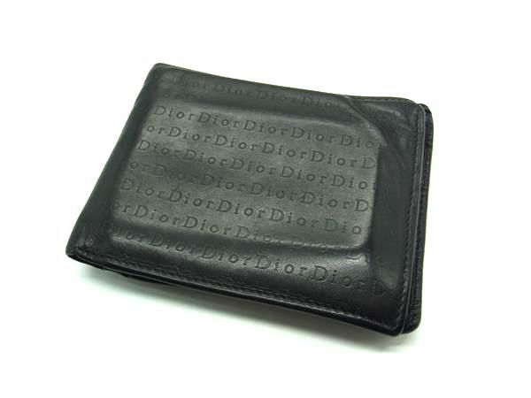 Christian Dior 二つ折り財布 黒 Christian Dior クリスチャンディオール 財布 二つ折り レザー