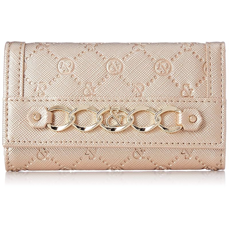 ピンキーアンドダイアン キーケース ゼネラル エナメル光沢 ロゴ型押し チェーン型ブローチ付 ゴージャス PDLWDAK1 ゴールド