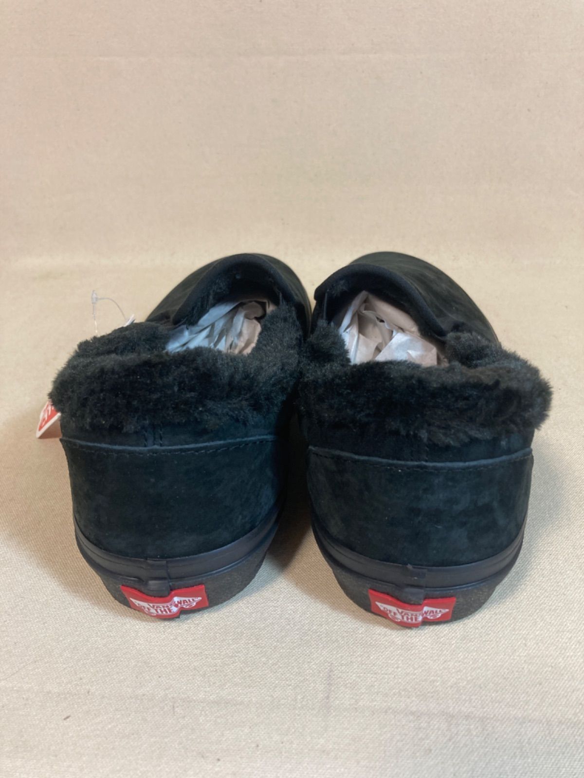 新品 SLIP ON FUR ファー ブラック 本革 VANS スリッポン モコモコ 
