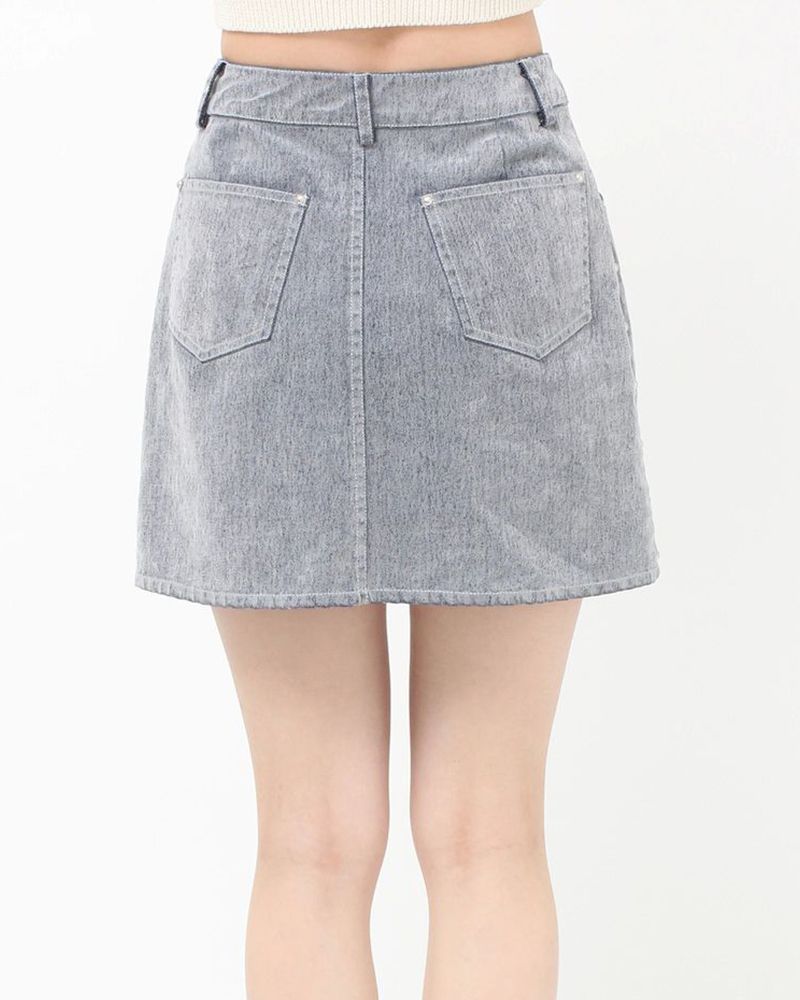 フロッキーデニムミニスカート