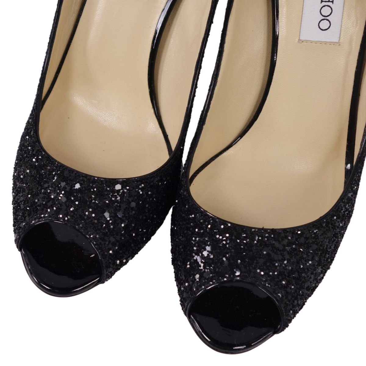未使用 ジミーチュウ JIMMY CHOO パンプス オープントゥ グリッター 