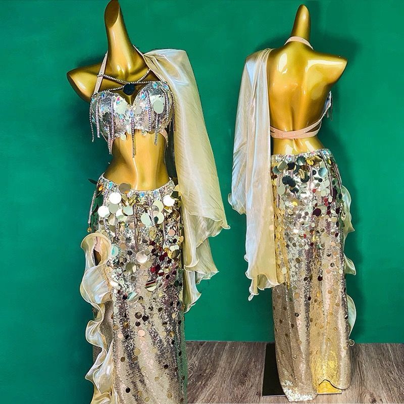 ターコイズ フリンジ ベリーダンス セットアップ ターコイズ ベリー